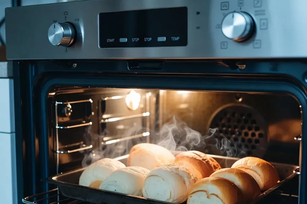 The oven is not heating well - the buns are still raw