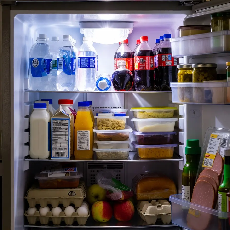 Properly stocked refrigerator